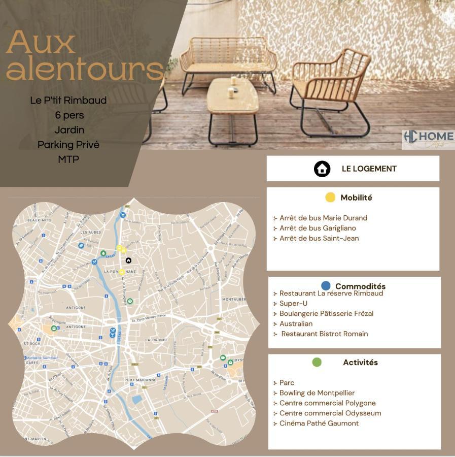 Ferienwohnung Le P'Tit Rimbaud, 6 Pers, Parking Prive, Jardin,Wifi Montpellier Exterior foto